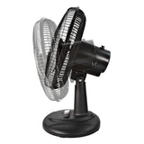 Comfort Zone 12" 3-Speed Oscillating Table Fan with Adjustable Tilt in Black