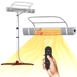 Comfort Zone Outdoor/Indoor Halogen Patio Heater with Remote Control & Stand in Silver