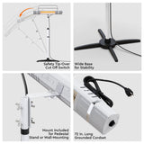 Comfort Zone Outdoor/Indoor Halogen Patio Heater with Remote Control & Stand in Silver