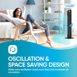 Comfort Zone 42-Inch Oscillating Tower Fan with Remote & Display in Black