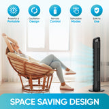 Comfort Zone 42-Inch Oscillating Tower Fan with Remote & Display in Black