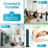 Comfort Zone 42-Inch Oscillating Tower Fan with Remote & Display in Black