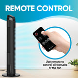 Comfort Zone 42-Inch Oscillating Tower Fan with Remote & Display in Black