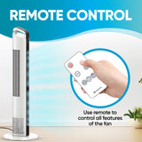 Comfort Zone 42-Inch Oscillating Tower Fan with Remote & Display in White