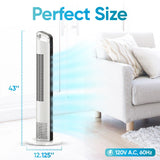 Comfort Zone 42-Inch Oscillating Tower Fan with Remote & Display in Black