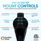 Comfort Zone 42-Inch Oscillating Tower Fan with Remote & Display in Black