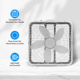 Comfort Zone 20" 3-Speed Box Fan in White  & Black