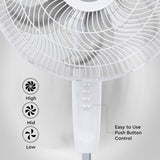 Comfort Zone 18" 3-Speed Powr Curve Pedestal Fan in White
