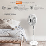 Comfort Zone 18" Smart WiFi 3-Speed Oscillating Stand Fan, Wall-Mountable, White