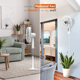 Comfort Zone 18" Smart WiFi 3-Speed Oscillating Stand Fan, Wall-Mountable, White