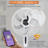 Comfort Zone 18" Smart WiFi 3-Speed Oscillating Stand Fan, Wall-Mountable, White