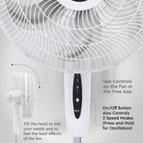 Comfort Zone 18" Smart WiFi 3-Speed Oscillating Stand Fan, Wall-Mountable, White